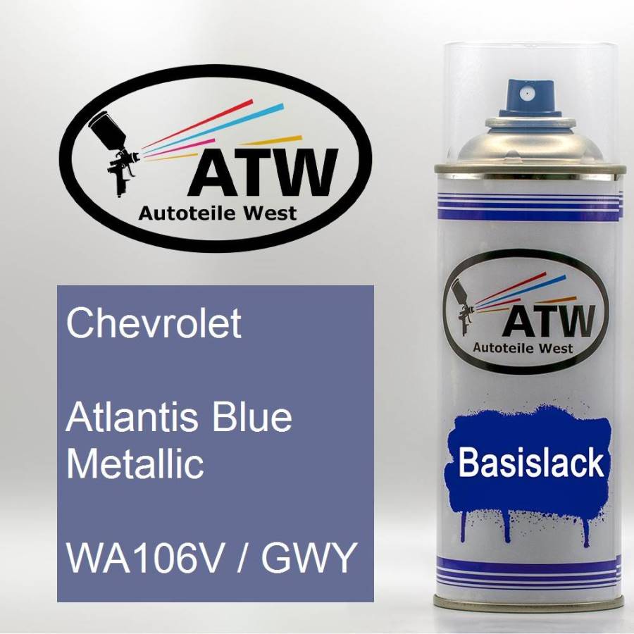 Chevrolet, Atlantis Blue Metallic, WA106V / GWY: 400ml Sprühdose, von ATW Autoteile West.